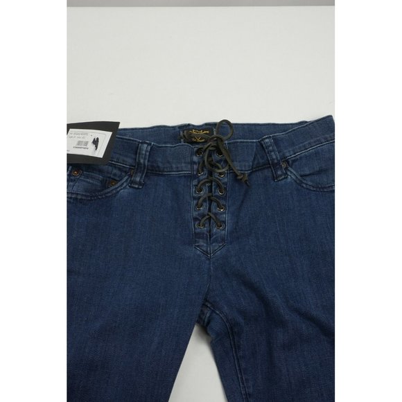 New Hollywood Trading LA Vegas Women's 26 x 35 Blue Denim Drawstring Fly Jeans - Picture 4 of 7